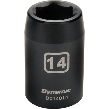 Dynamic 1/2" Drive Standard Socket, Black Phosphate, Tools 1/2" Drive 6 Point Metric, 14mm Standard Length D014014